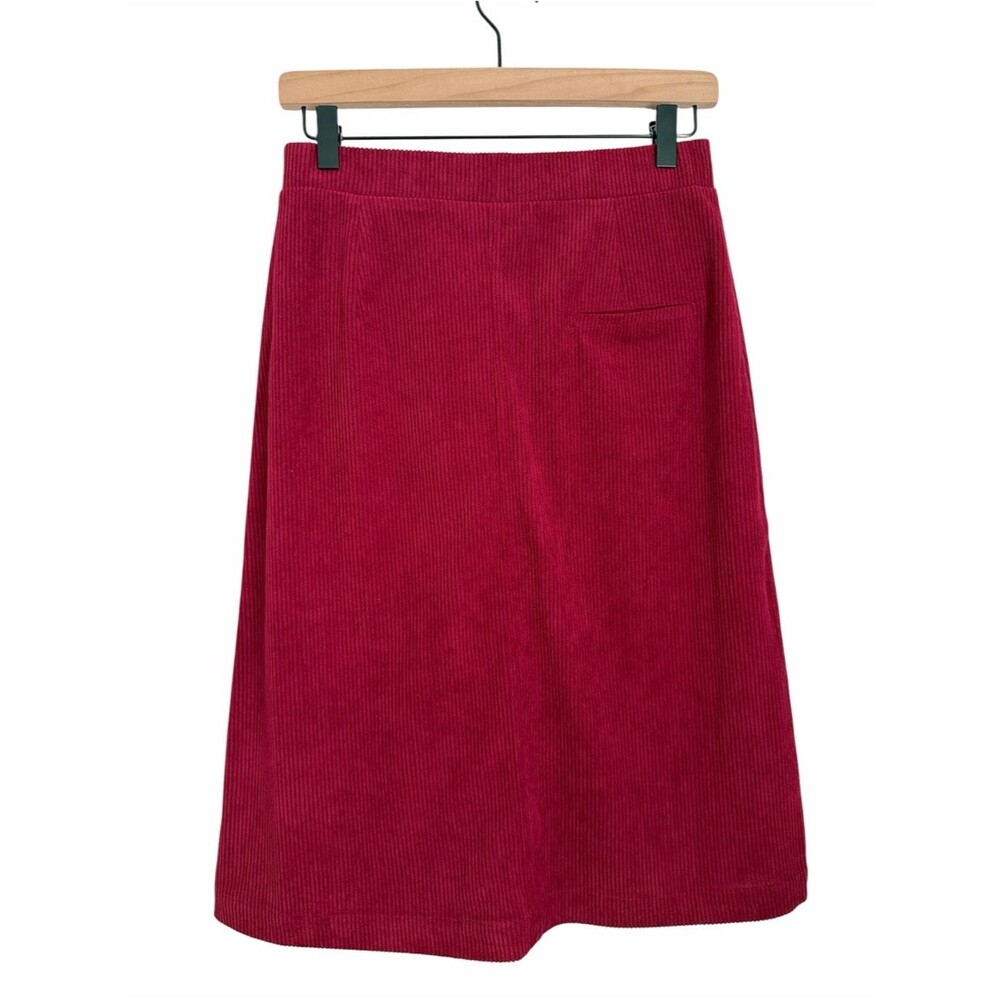 NWT Halara Women’s Size S Corduroy Midi Skirt Pink Berry Elastic Waist Pocket - Picture 3 of 9